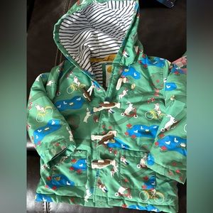 Mini Boden Size 3/4 Kids Jersey Lined Green Raincoat